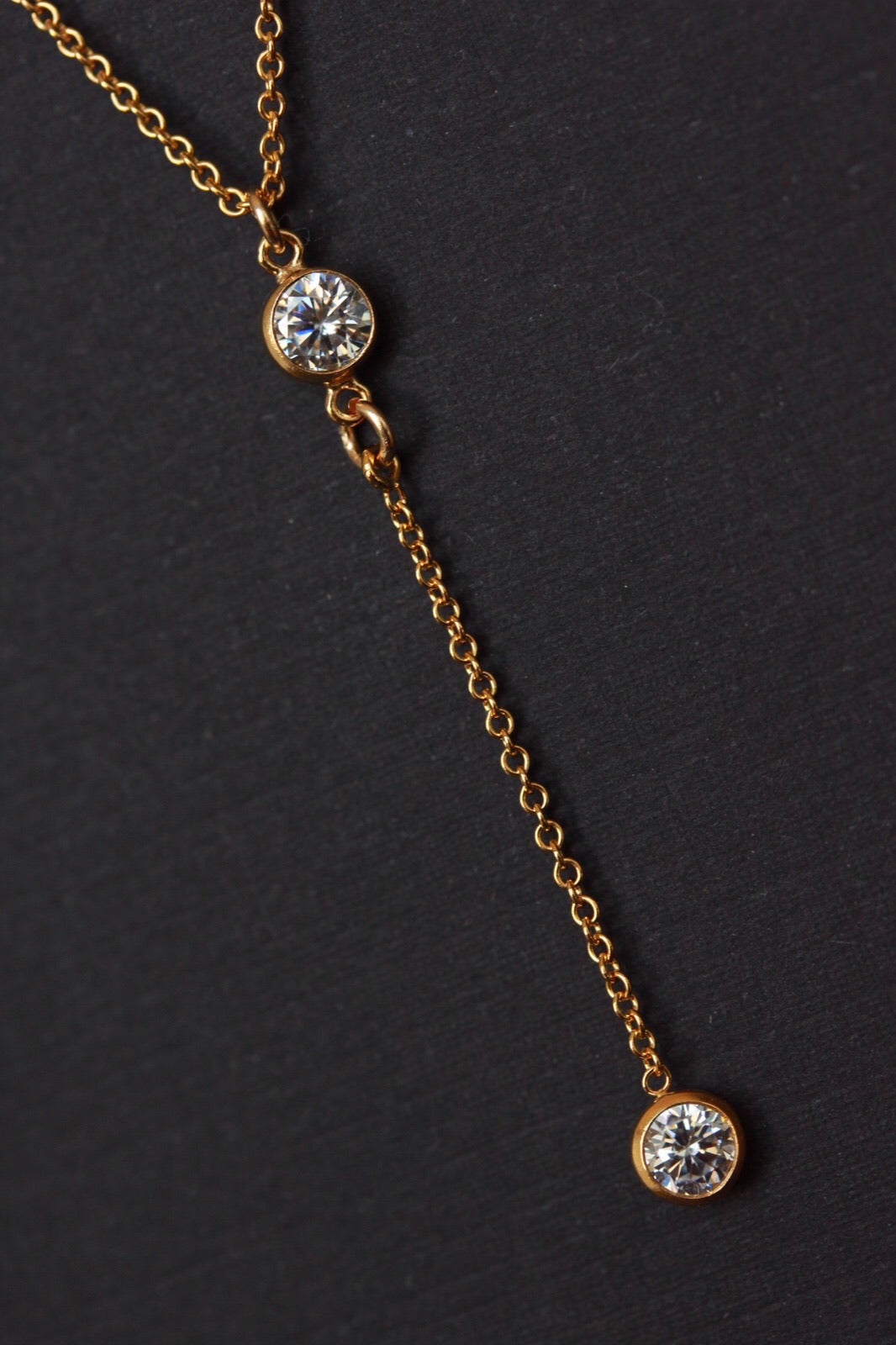 Floating Created Diamond Lariat Necklace
