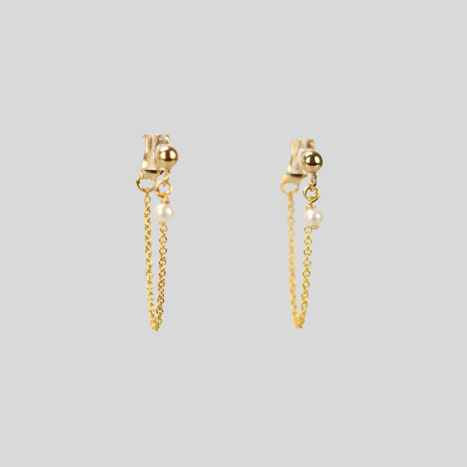 Chain Drop Earrings with Cubic Zirconia (CZ) and Pearl