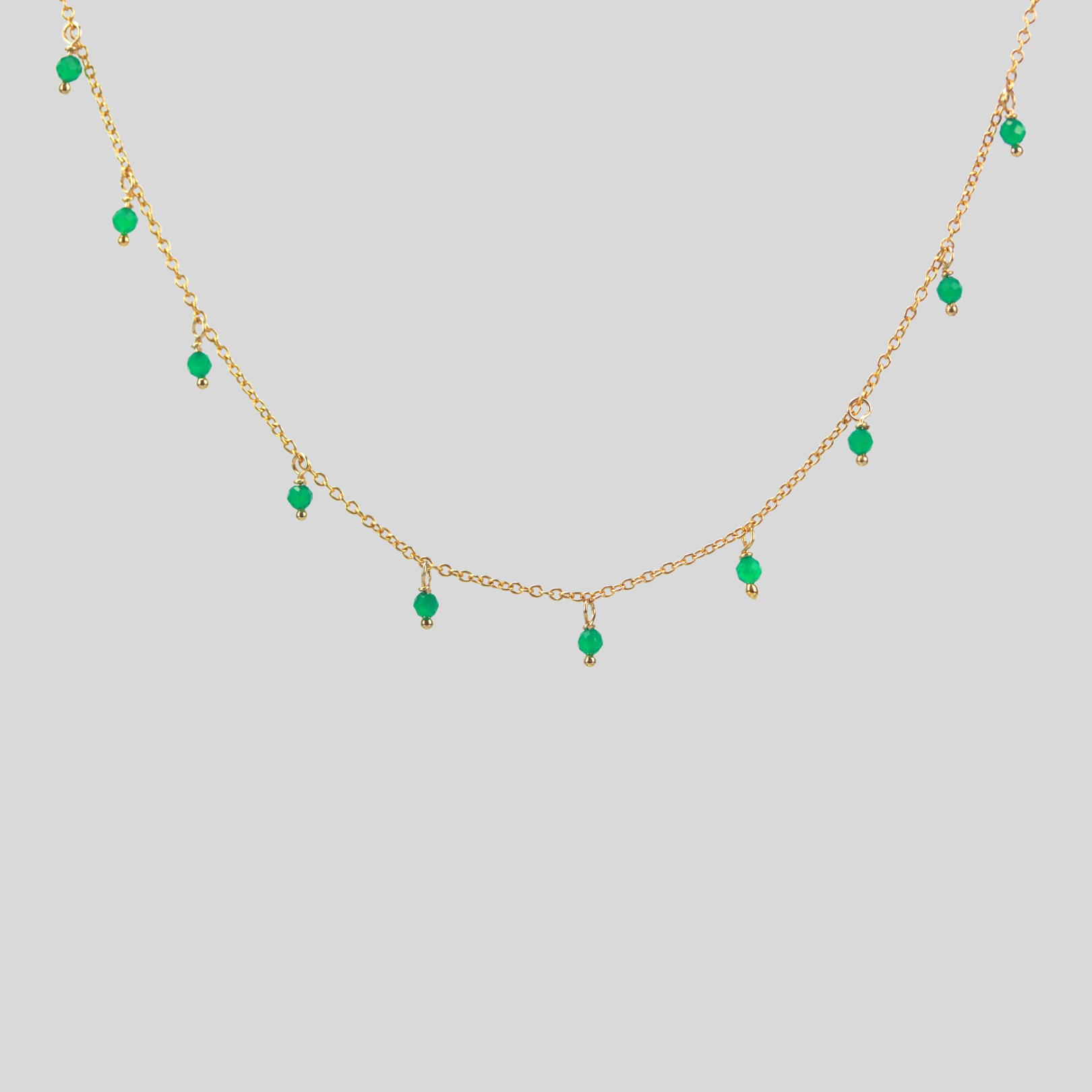 Dangling green onyx necklace