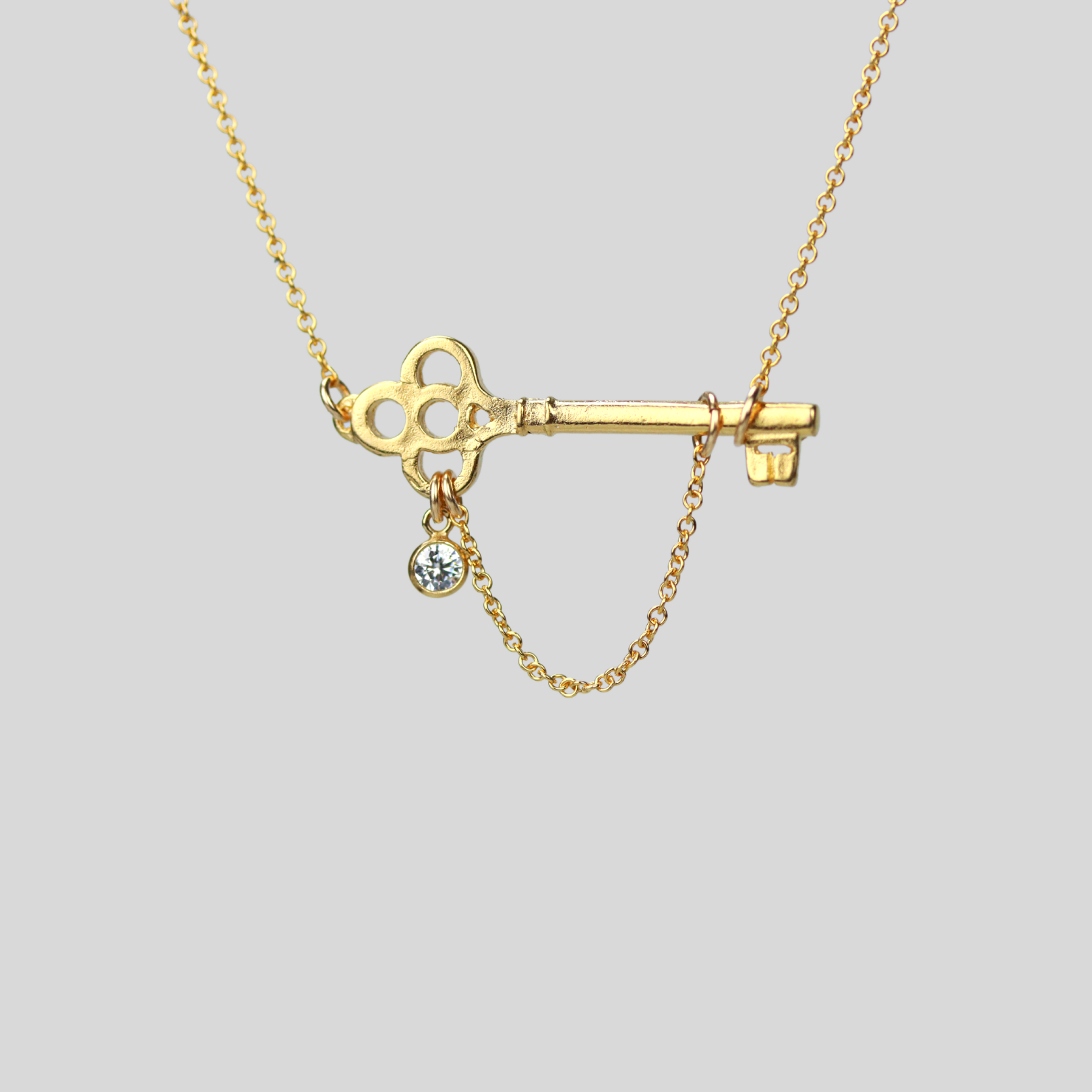 Dainty 14k Gold Filled Key Necklace