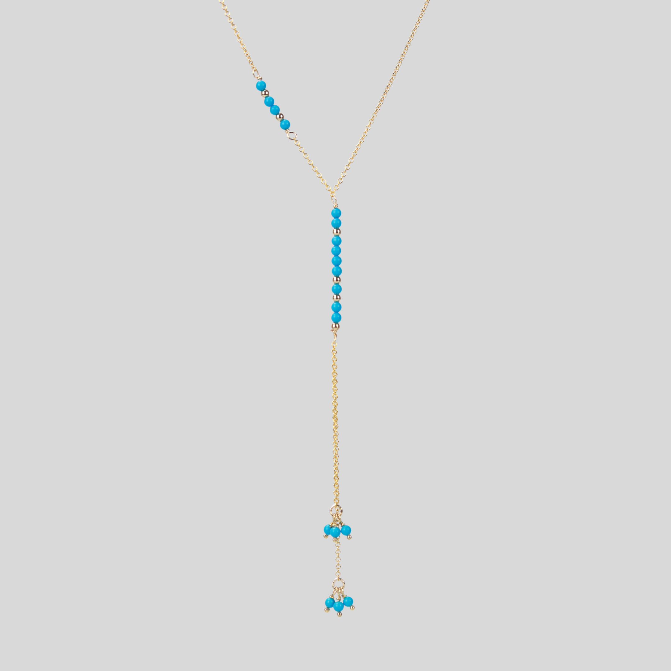Dainty 14k Gold Filled  Lariat Necklace with Turquoise and gold filled beads