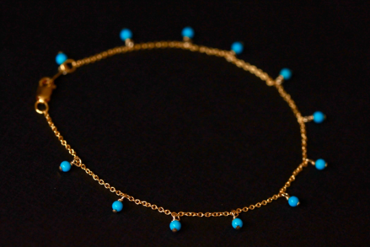 Dangling Turquoise Beads Chain Bracelet