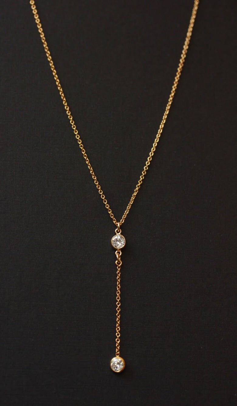 Floating Created Diamond Lariat Necklace