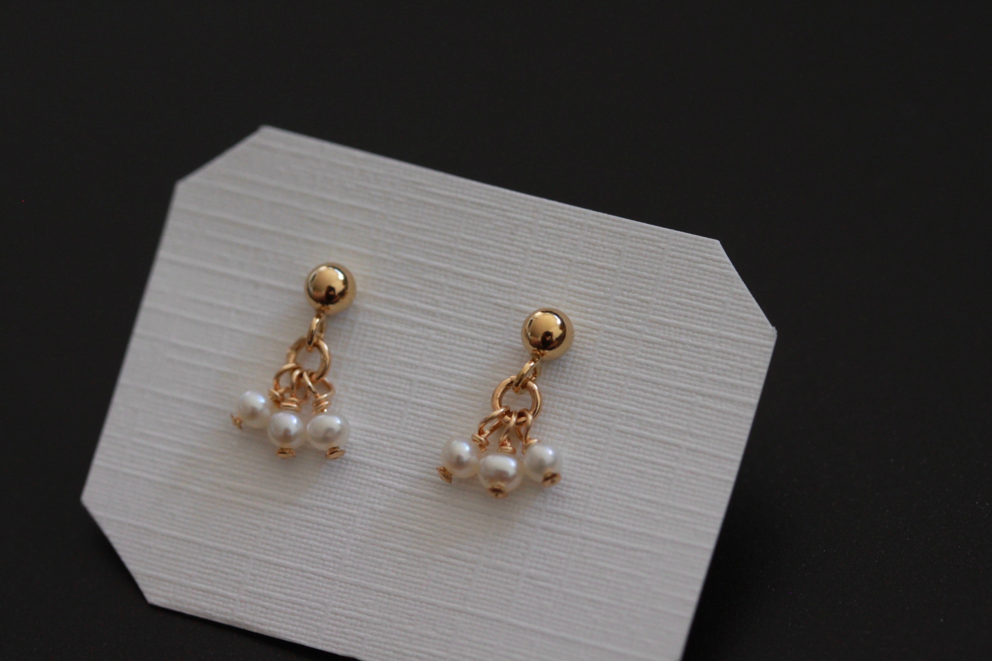 Pearl Droplet Stud Earrings