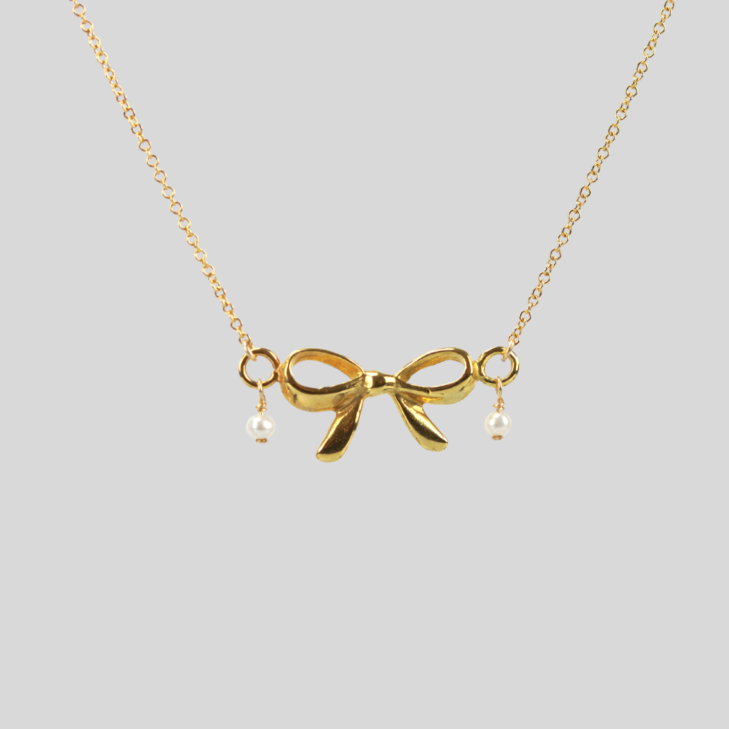 Victorian Bow Necklace With Seed Pearls