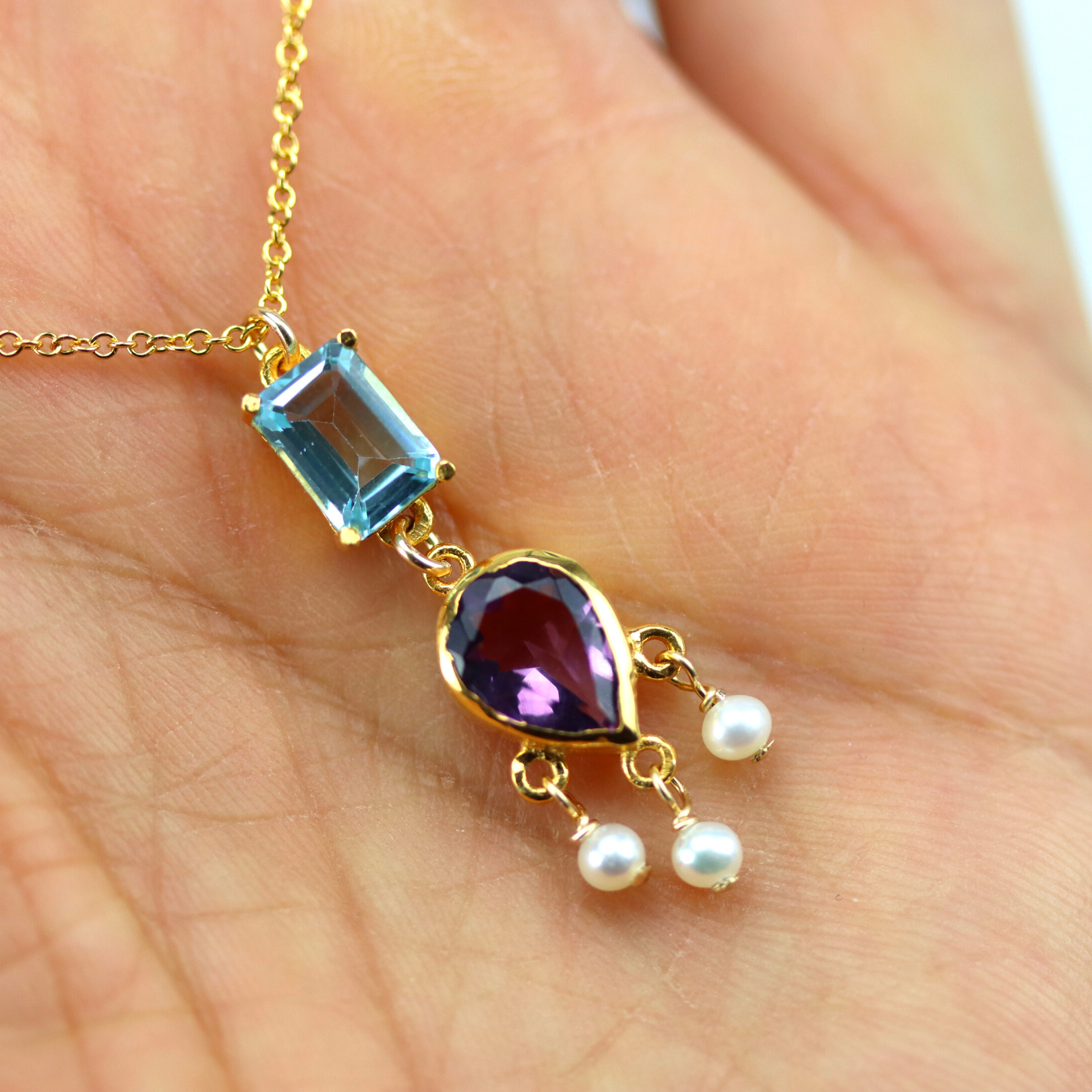 Amethyst and 2025 topaz necklace