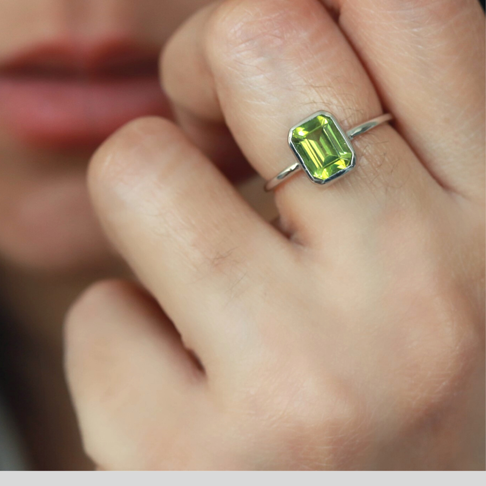Emerald and sales peridot ring